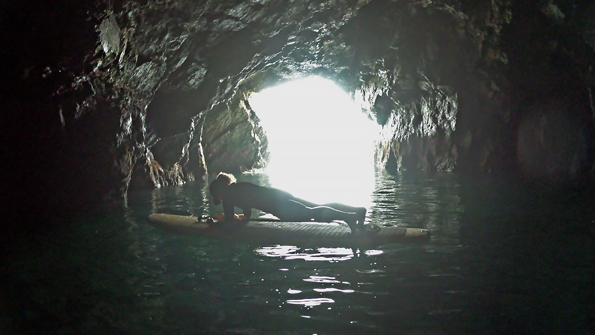 SUP Pilates in Morgat Caves Brittany