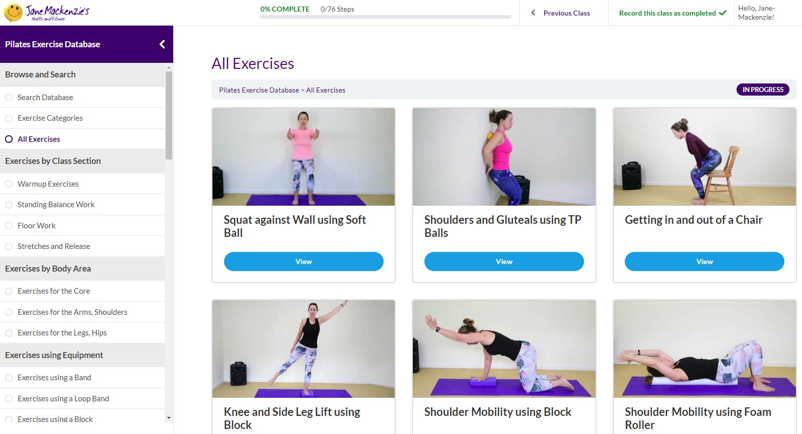 Pilates Exercise Video Database