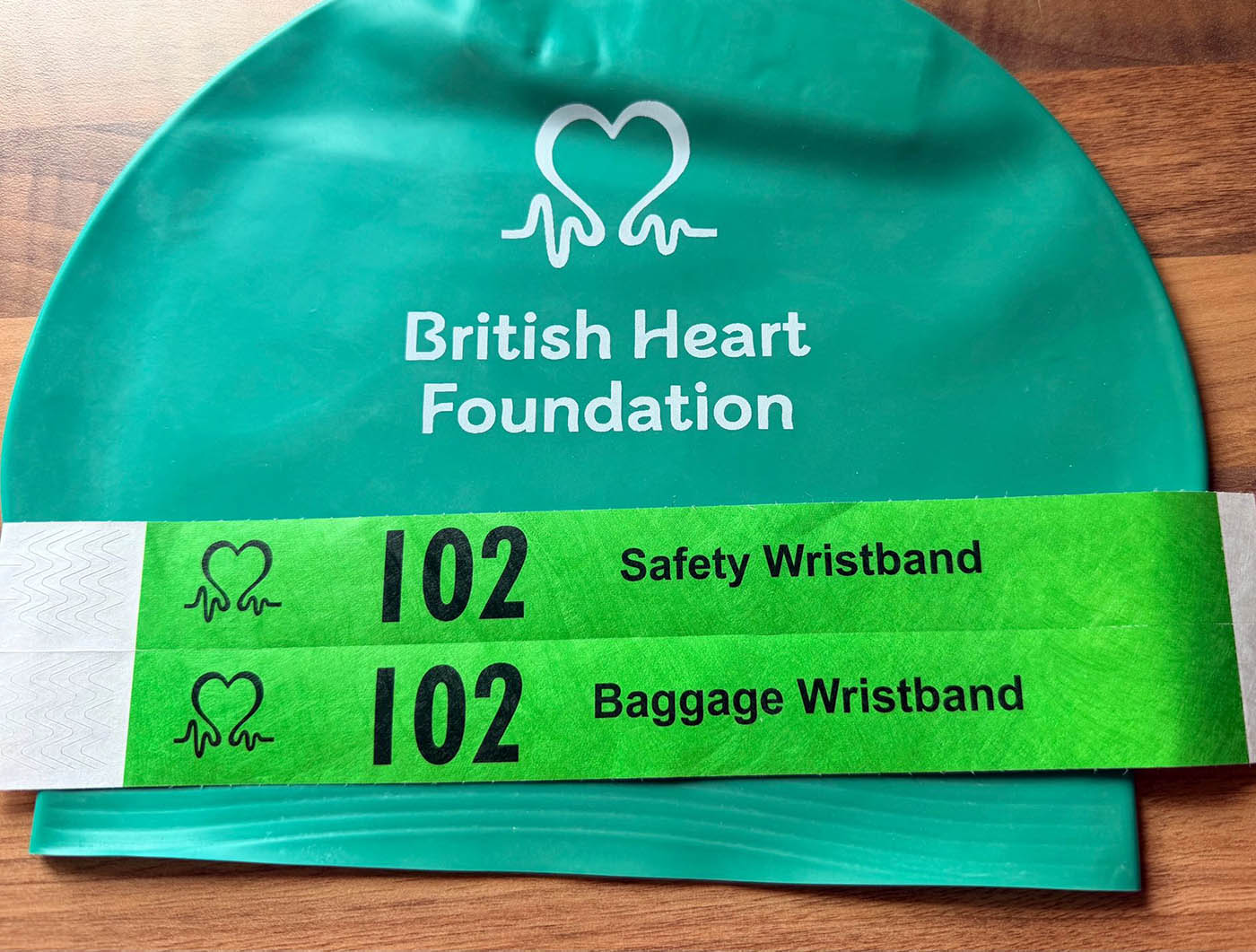 pier-to-pier-bhf-hat Jane Mackenzie swims pier to pier for the British Heart Foundation.
